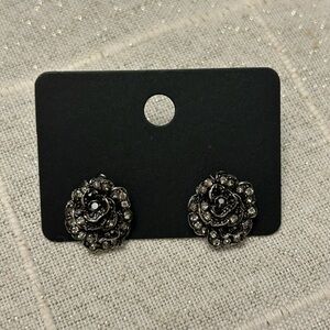 Elegant Black Floral Earrings